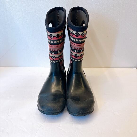 BOGS K NH Girls Size 5 Pink Floral Rubber Pull On Waterproof Snow Rain Boot - Picture 2 of 7